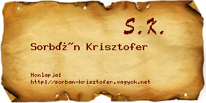 Sorbán Krisztofer névjegykártya