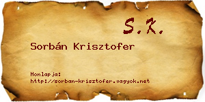 Sorbán Krisztofer névjegykártya